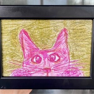Original Oil Pastel - Eclectic Cat Art